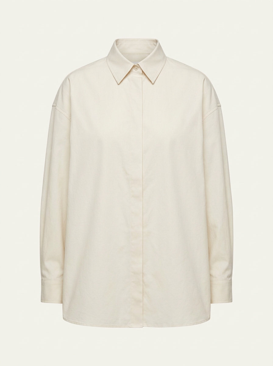 Oversized Poplin Shirt in Ecru, flat packshot